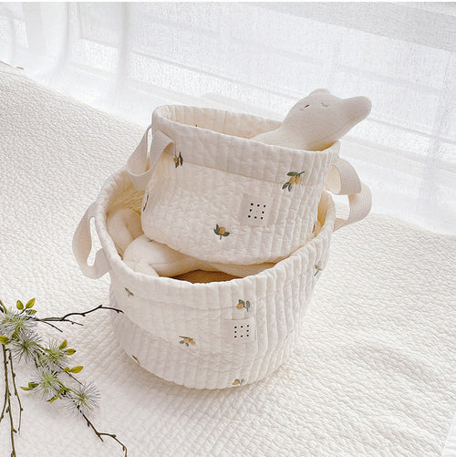 Embroidered Pattern Baby Storage Basket