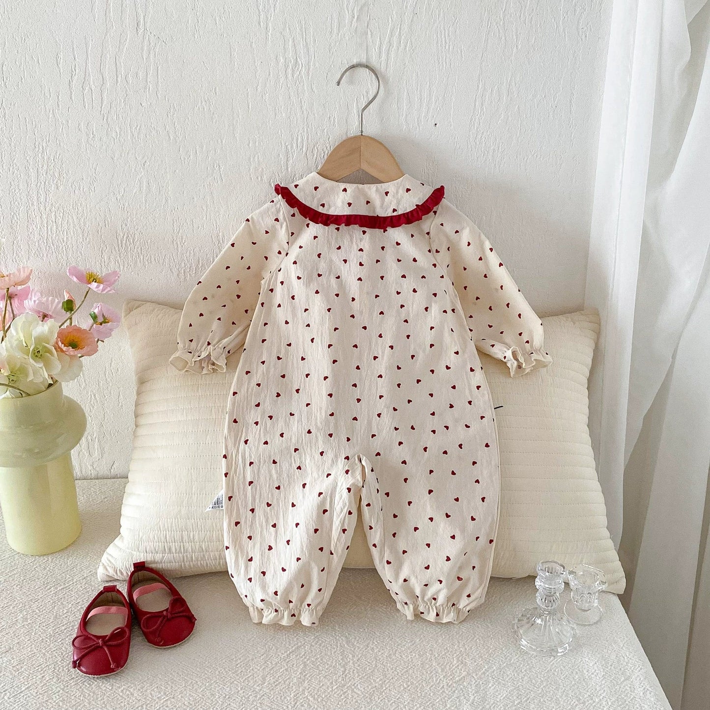Long Sleeve Heart Pattern Romper