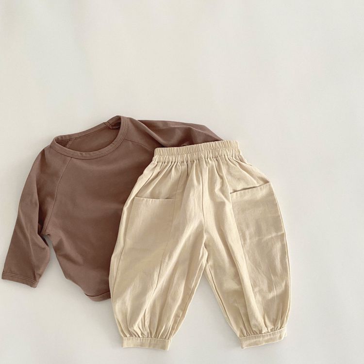 Solid Color Long Pants with Pockets