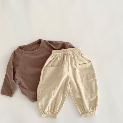 Solid Color Long Pants with Pockets