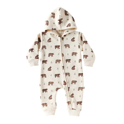 Long Sleeve Animal Pattern Hooded Onesie