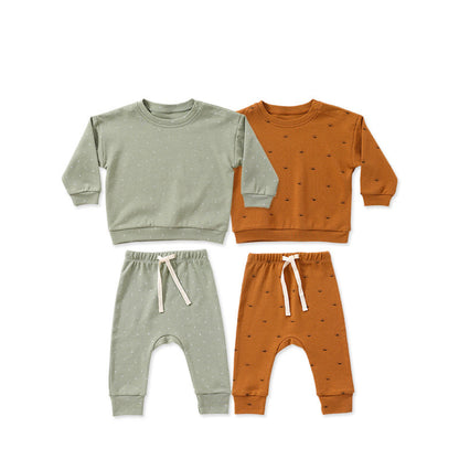 Print Cotton Hoodie and Trousers Set