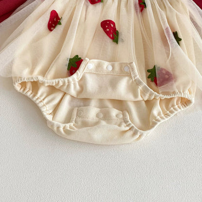 Long Sleeve Strawberry Pattern Onesie