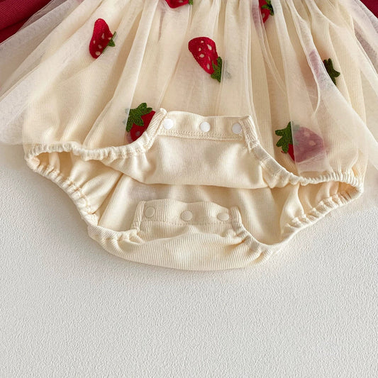 Long Sleeve Strawberry Pattern Onesie