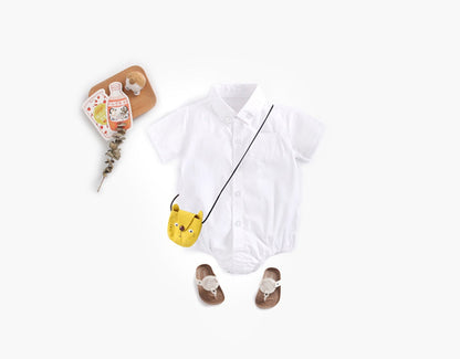 Buttoned Shirt Short Sleeve Onesie