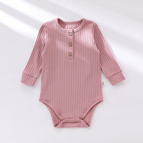 Solid Color Soft Cotton Long Sleeve Bodysuit