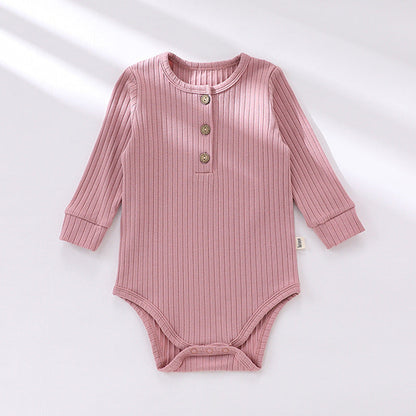 Solid Color Soft Cotton Long Sleeve Bodysuit