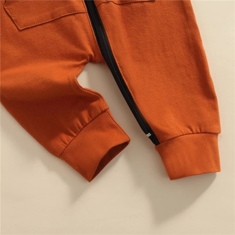 Dinosaur Shape Zipper Front Romper With Hat