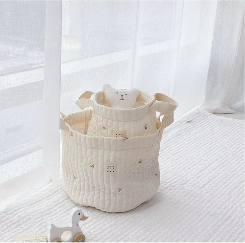 Embroidered Pattern Baby Storage Basket