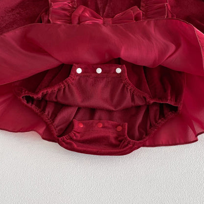 Long Sleeve Butterfly-Bow Red Dress