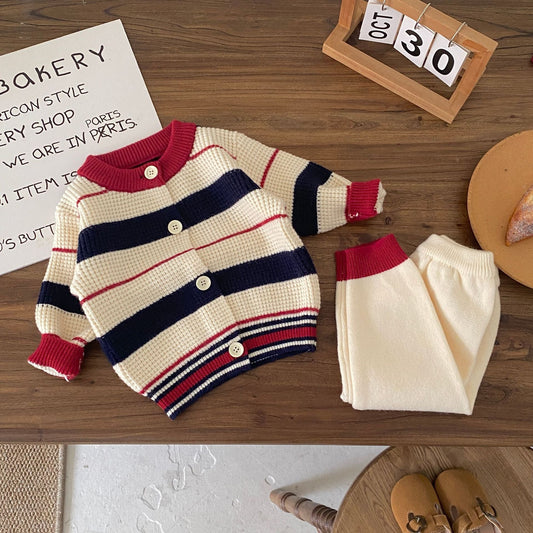 Baby Knit Striped Long Sleeve Set