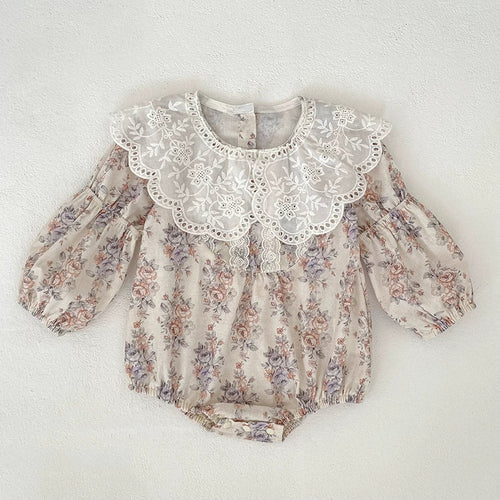Flower Pattern Long Sleeve Onesie & Dress