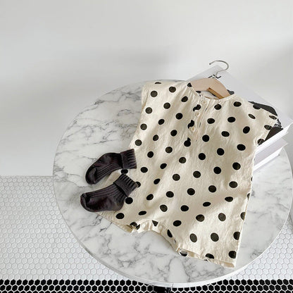 Plaid & Polka Dot Pattern Cotton Rompers