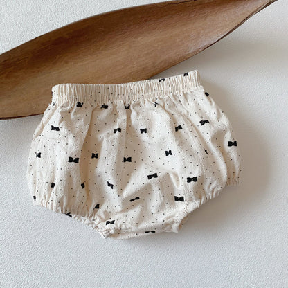 Bow & Polka Dot Graphic A-Line Long Sleeve Shirt Set