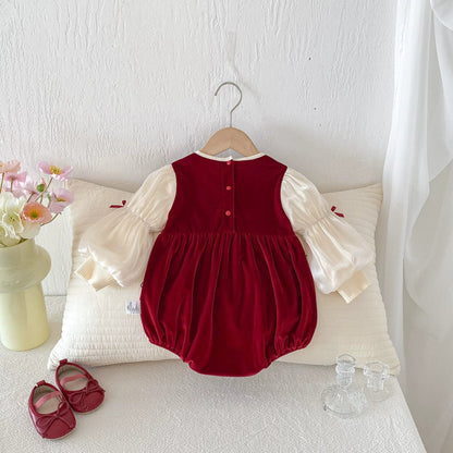 Long Sleeve Butterfly-Bow Decorated Onesie