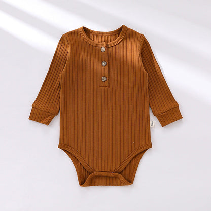 Solid Color Soft Cotton Long Sleeve Bodysuit