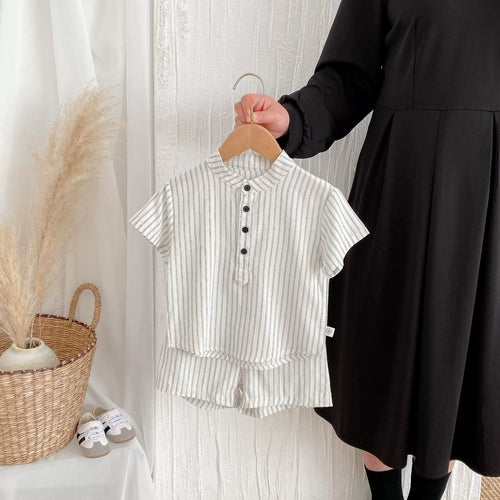 Short Sleeve Striped Top & Shorts Set