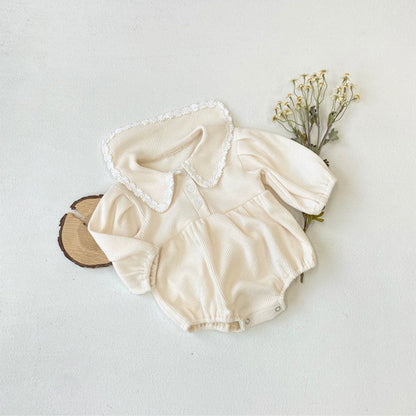 Long Sleeve Waffle & Floral Pattern Onesie