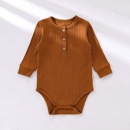 Solid Color Soft Cotton Long Sleeve Bodysuit
