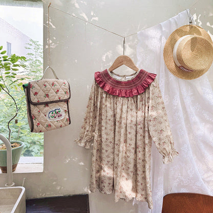 Floral Pattern Long Sleeves Dress