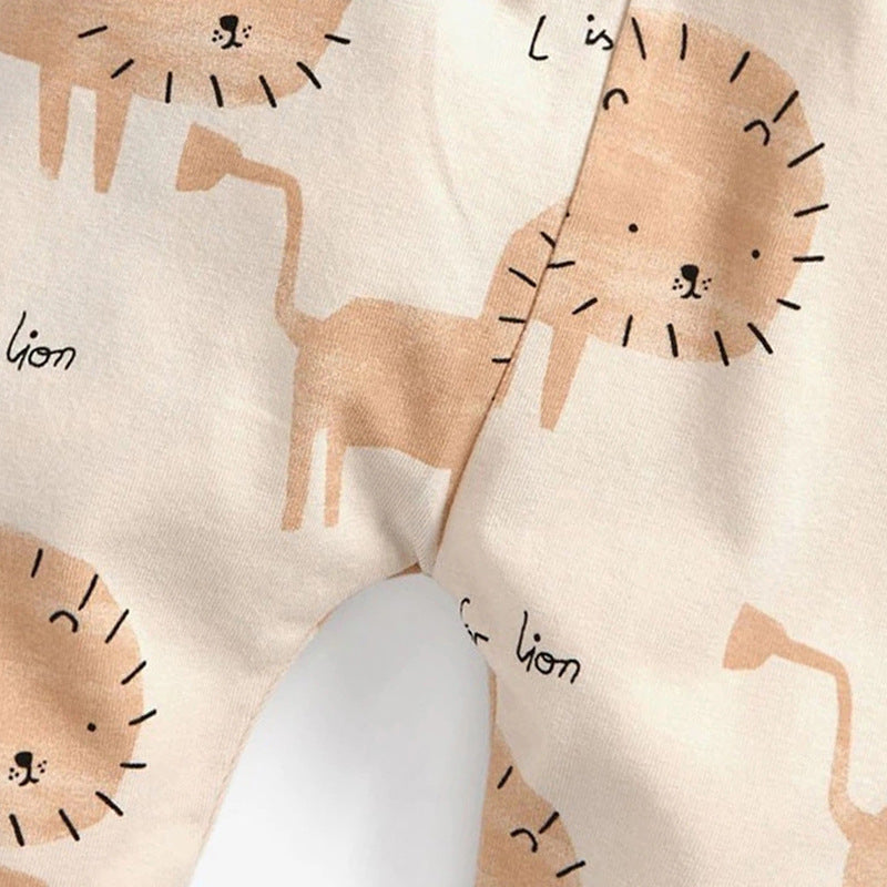 Cartoon Lion Hoodie Casual Set