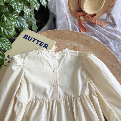 Flowers Embroidery Pattern Long Dress