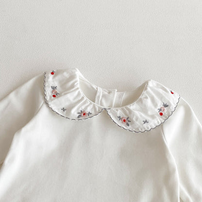 Flowers Embroidered Pattern Long Sleeve Top