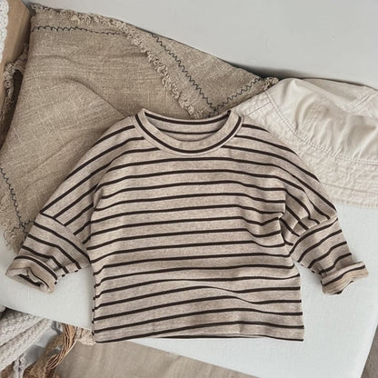 Striped Pattern O-Neck Long Sleeve Top