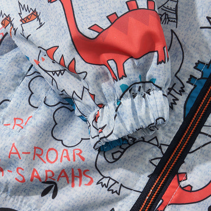 Rainbow/Dinosaur Graphic Long Sleeve Zipper Jacket