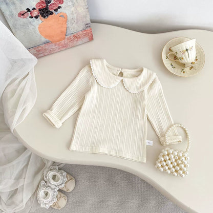 Solid Color Long Sleeve Striped Pattern Top