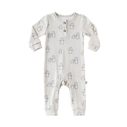 Long Sleeve Animal Pattern Sleep & Play Onesie