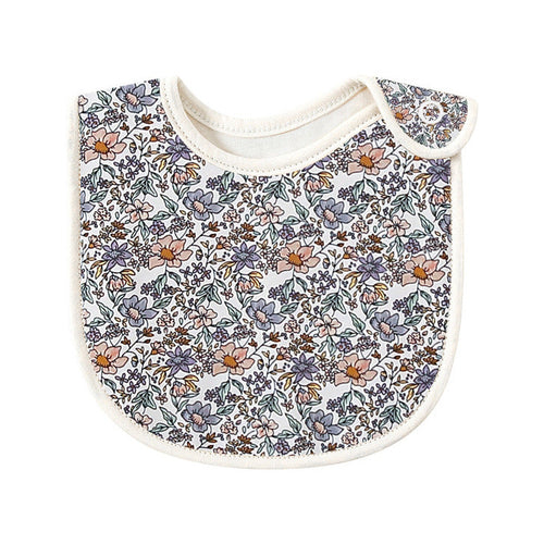Floral Print Covered Button Design Water Absorbing Bibs
