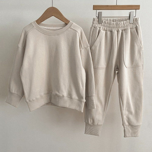 Casual Solid Color Long Sleeve Pullover and Pants Set