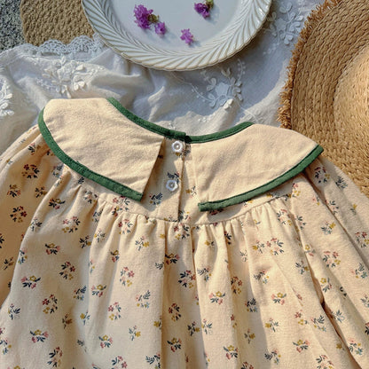 French Style Floral Pattern Long Dress