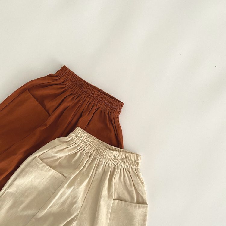 Solid Color Long Pants with Pockets