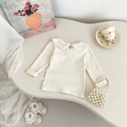 Solid Color Long Sleeve Striped Pattern Top