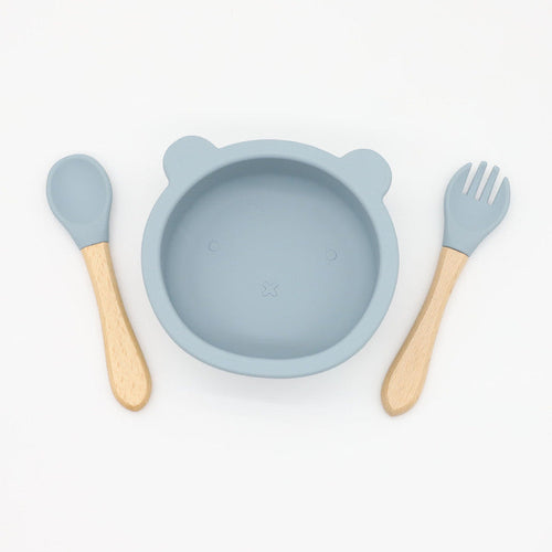 Bear Shape Food Training Silicone Bowl With Spoon Tableware