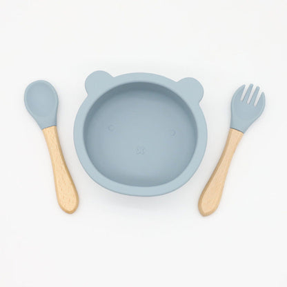 Bear Shape Food Training Silicone Bowl With Spoon Tableware