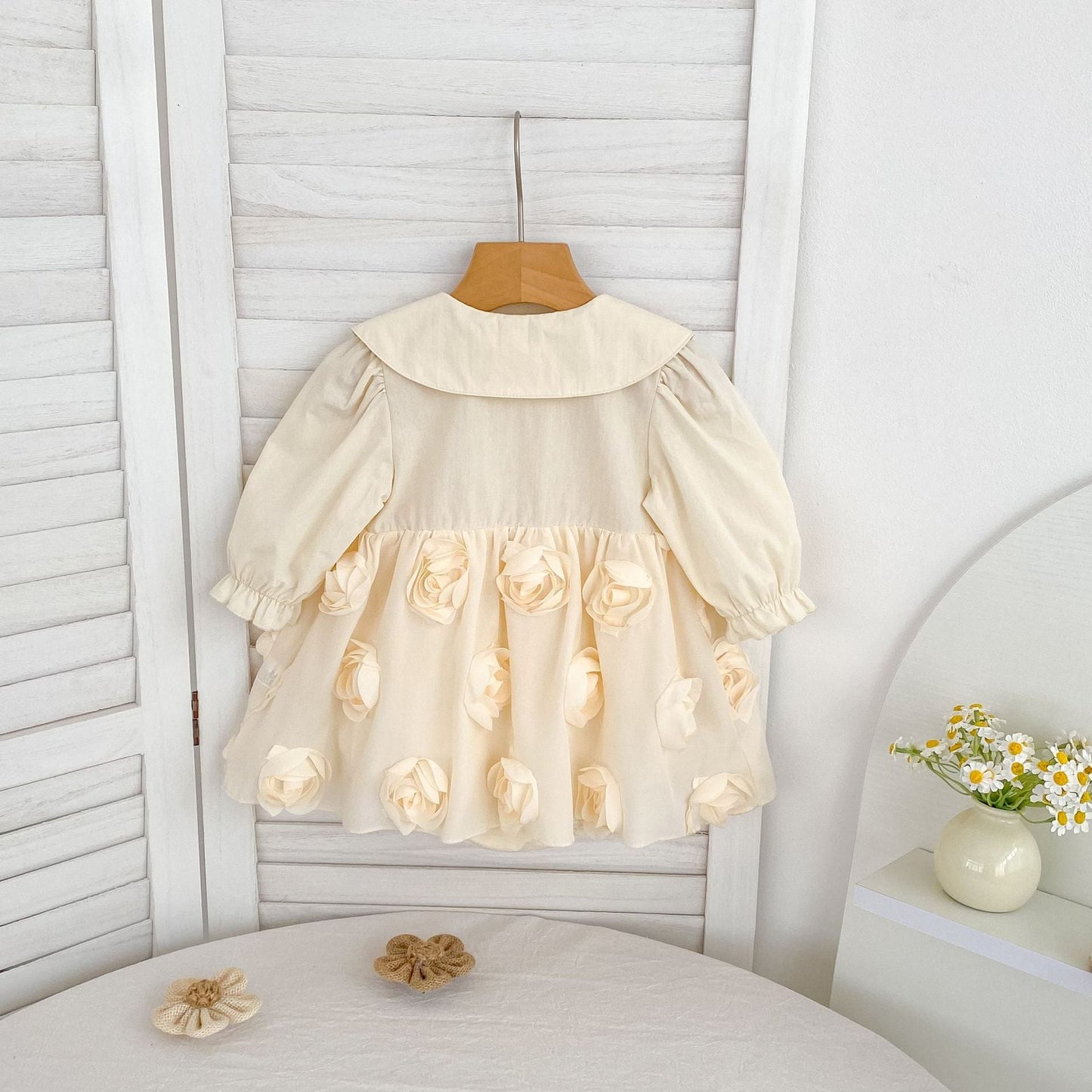 Flowers Pattern Long-Sleeved Peter Pan Collar Dress