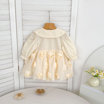 Flowers Pattern Long-Sleeved Peter Pan Collar Dress