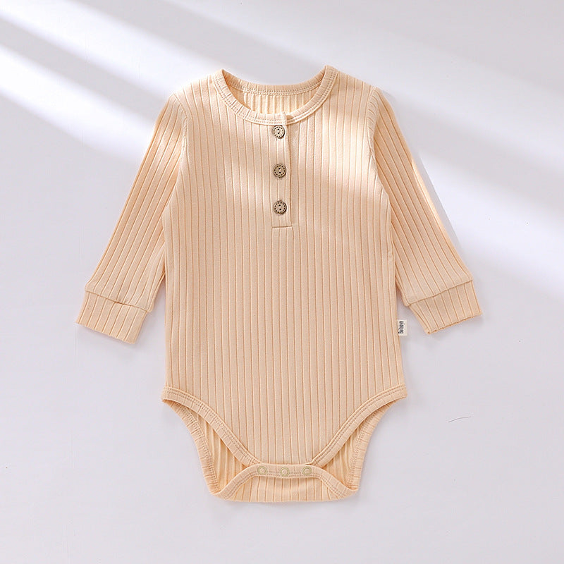 Solid Color Soft Cotton Long Sleeve Bodysuit