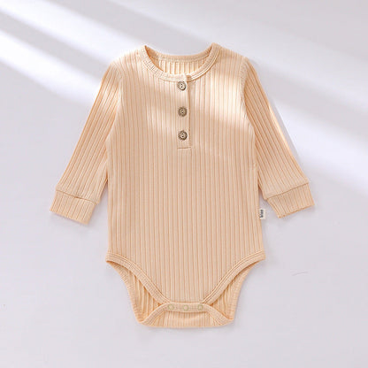 Solid Color Soft Cotton Long Sleeve Bodysuit