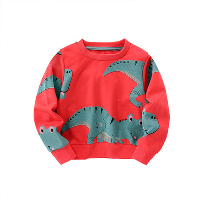 Dinosaur Pattern Long Sleeve Crewneck Hoodie