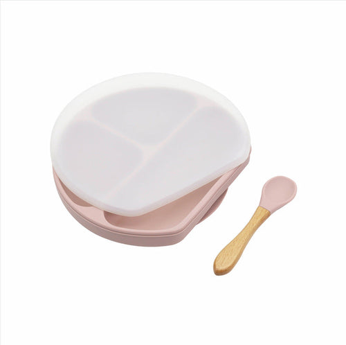 Silicone Compartment Plate With Wooden Spoon