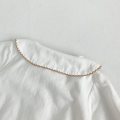 Embroidered Lapel Collar Onesie