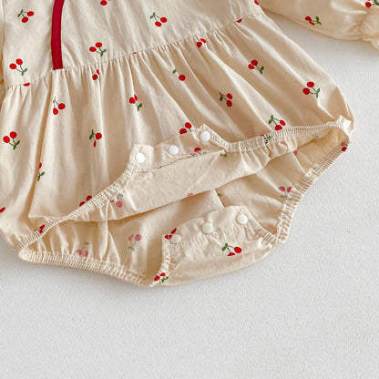 Baby Girls Cherry Print Long Sleeve Onesie