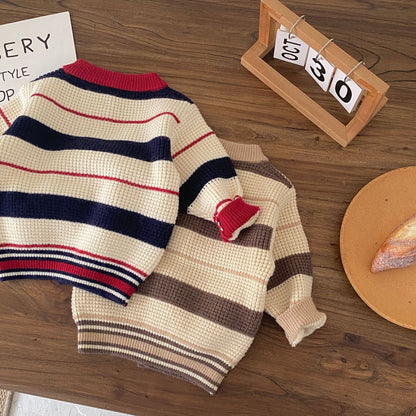 Baby Knit Striped Long Sleeve Set