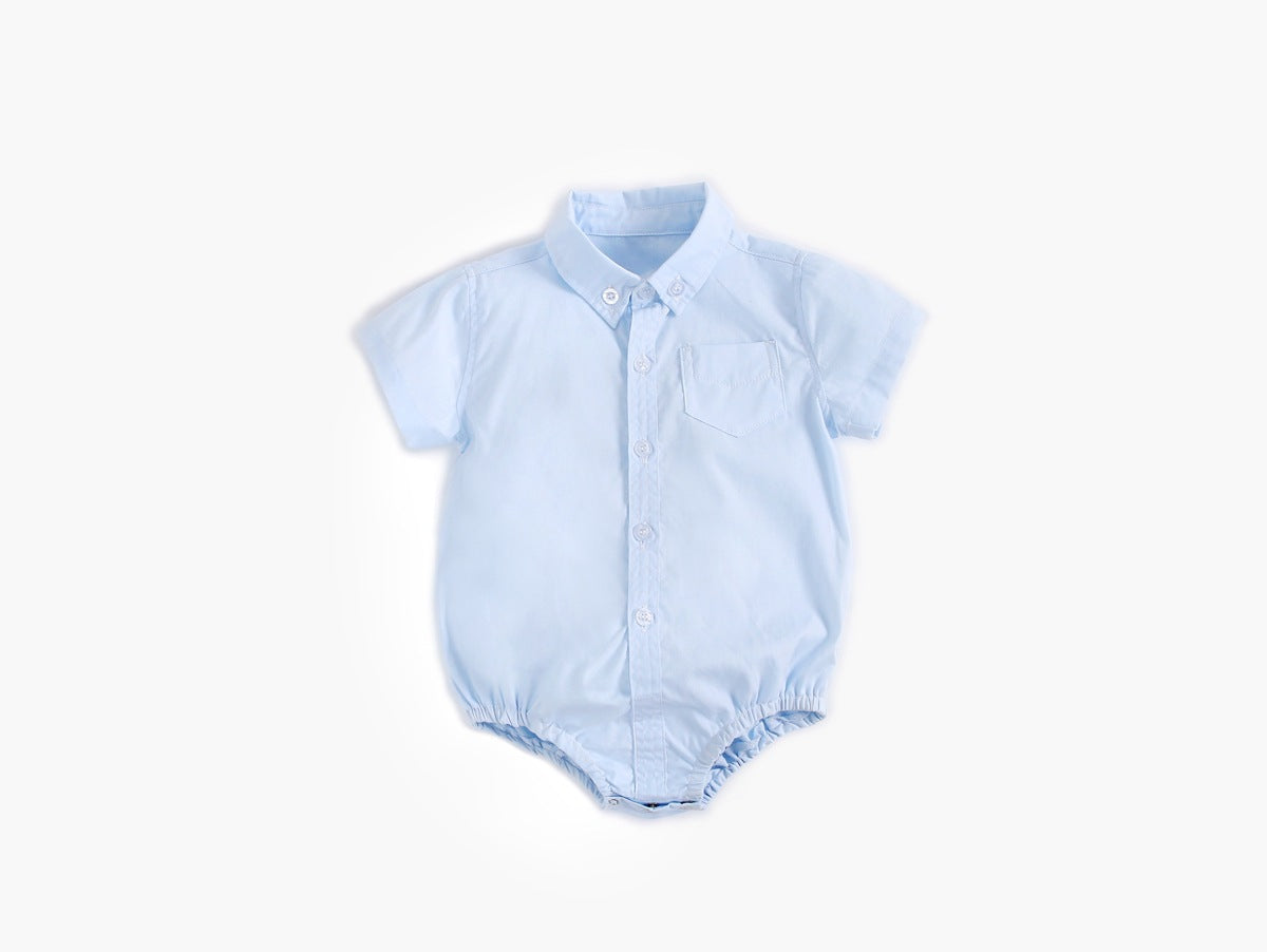 Buttoned Shirt Short Sleeve Onesie