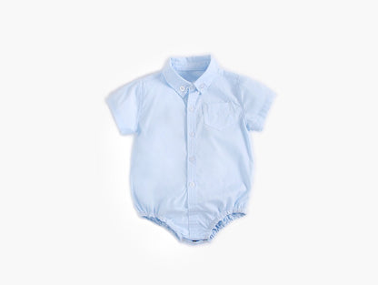 Buttoned Shirt Short Sleeve Onesie