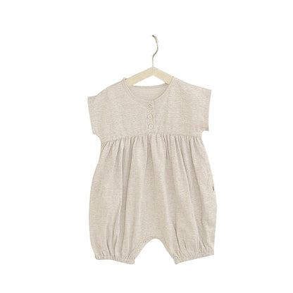 Solid Color Casual Short Sleeve Romper